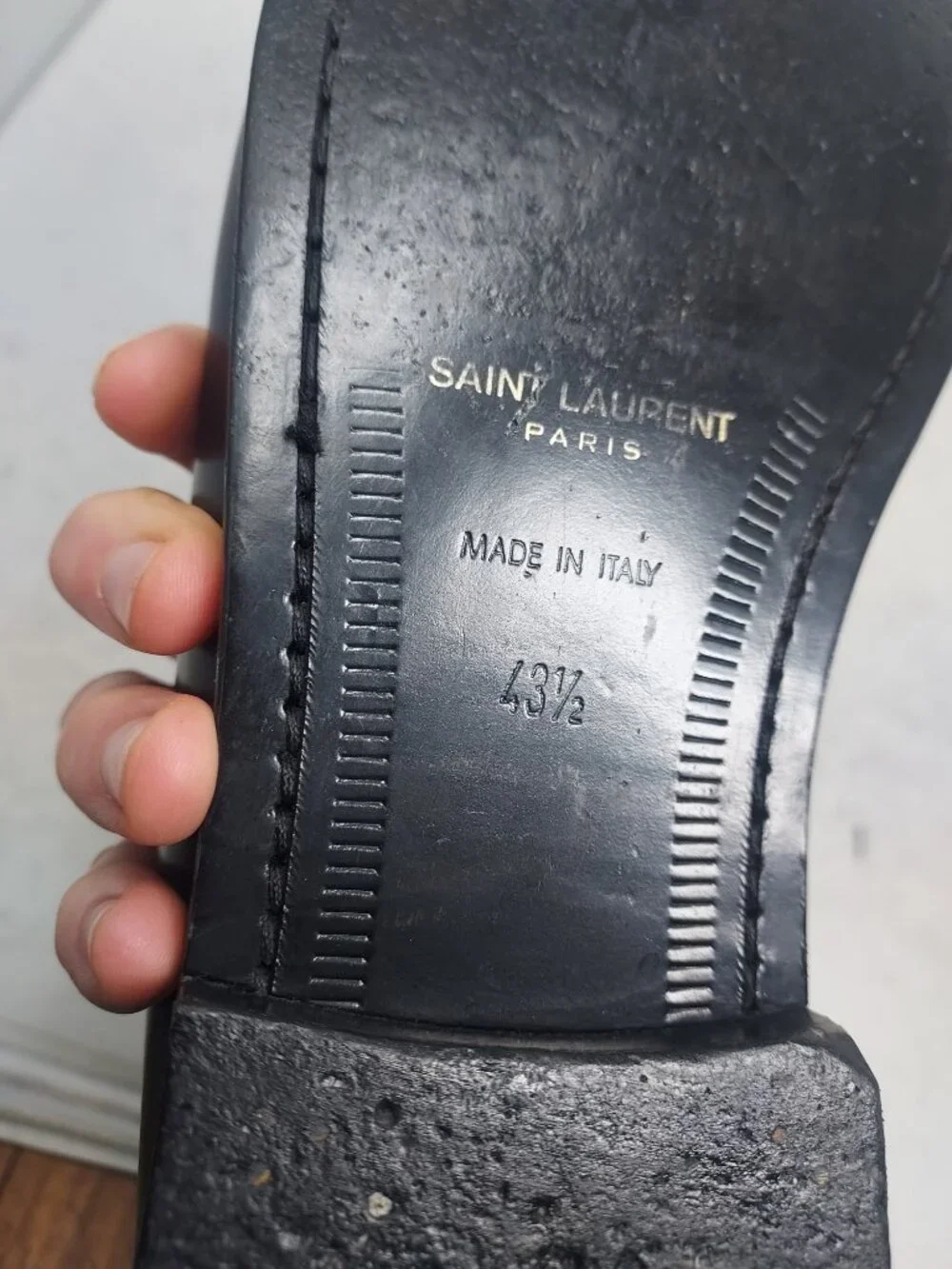 YSL Yves Saint Laurent MENS Black Logo Penny Patent Loafer Shoe